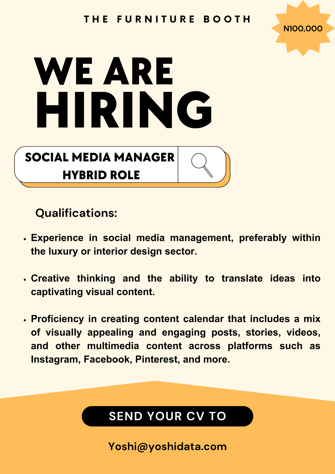 Social Media Manager Needed at Furniture Booth (100K/month)