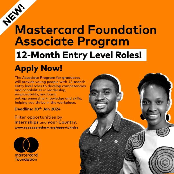 Mastercard Foundation Associate Program: 12-Month Entry-Level Roles with Over 100 Job Opportunities open to several nationalities