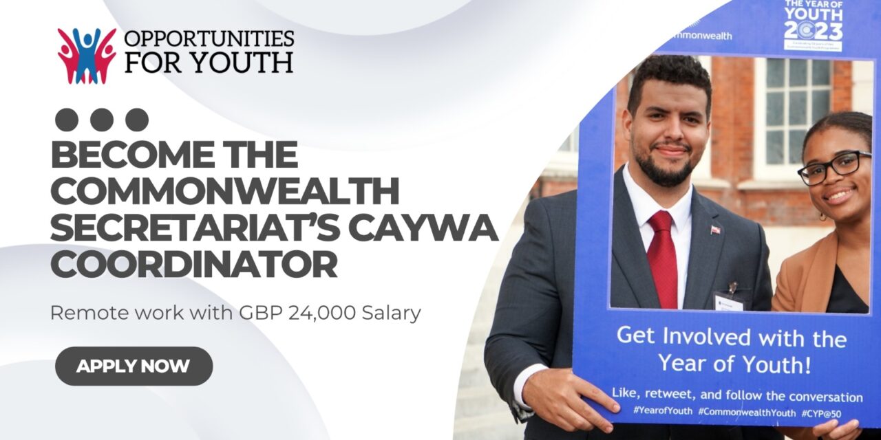 Become the CAYWA Coordinator for the Commonwealth Secretariat (remote job with a salary of GBP 24,000)