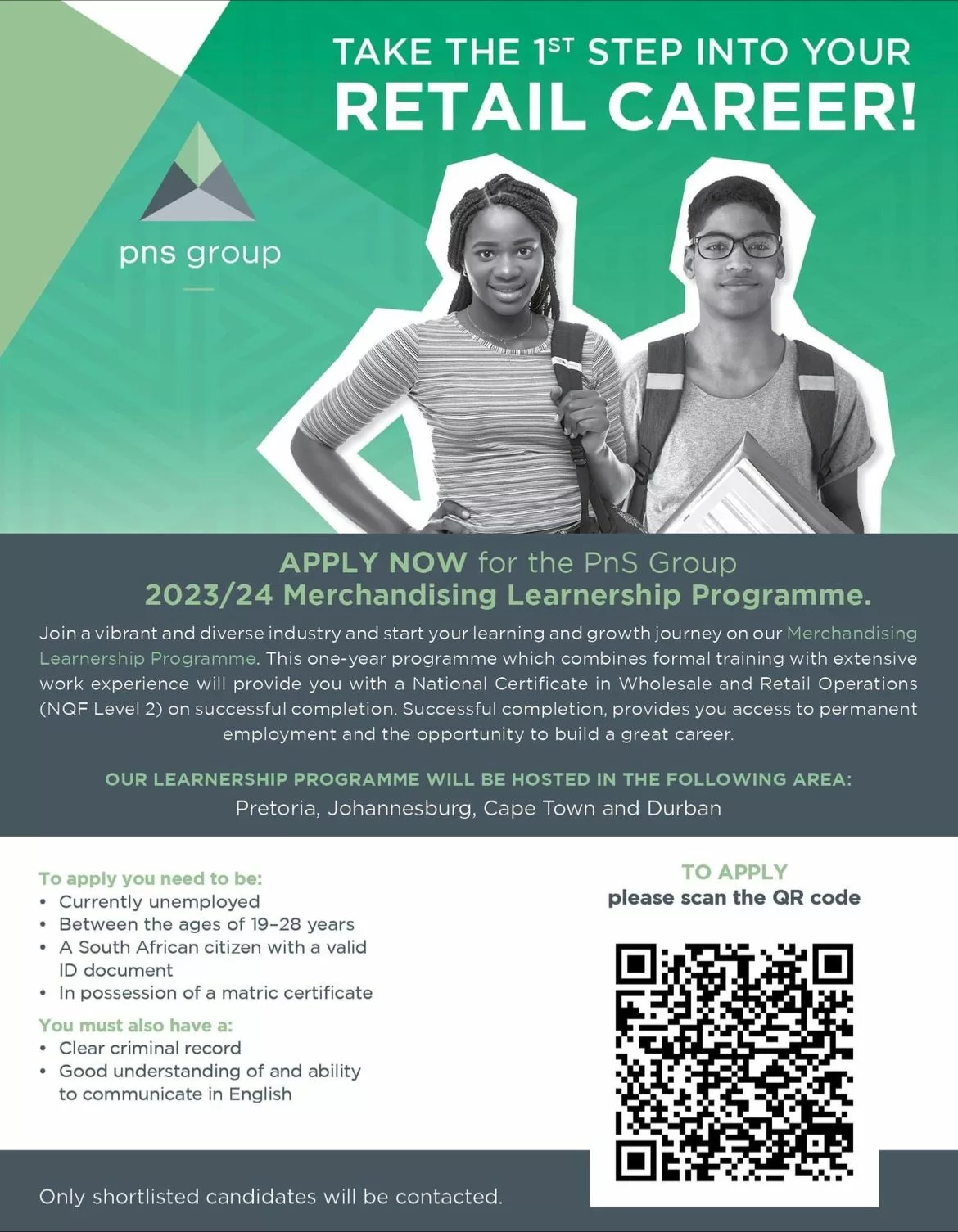 PnS Group Learnership Program in Johannesburg, Cape Town, Pretoria, Durban, and Pietermaritzburg