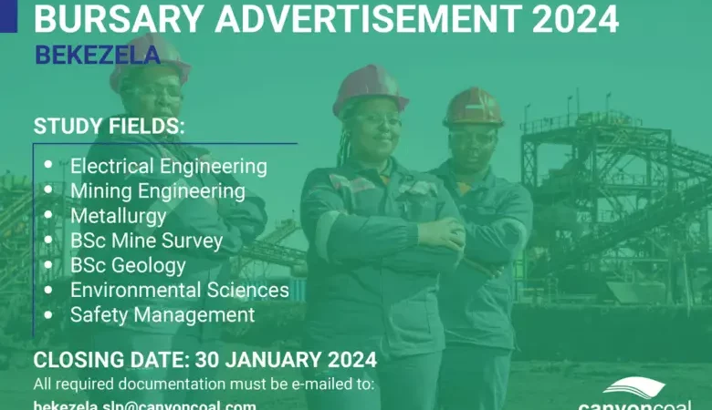 Canyon Coal Bekezela Bursary Advertisement 2024 for South African Youths