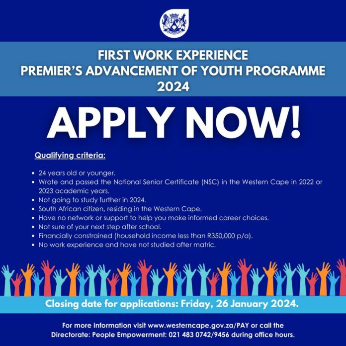 Call for Applications: Western Cape Government First Work Experience Pay Programme 2024
