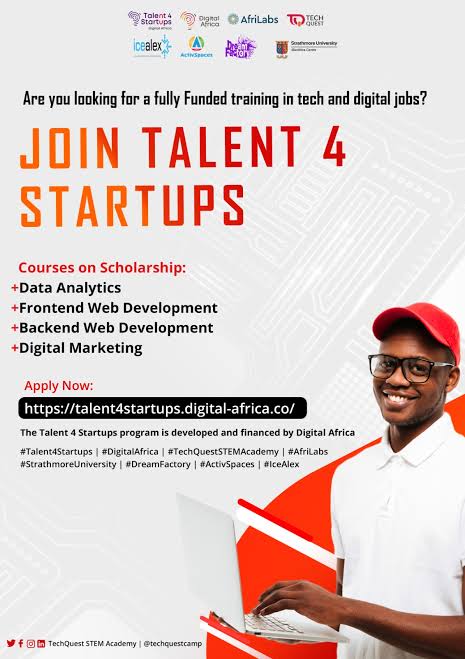 Apply Now: Digital Africa Talent 4 Startups Program |Free Digital Training and Employment Opportunities to Youths in Africa