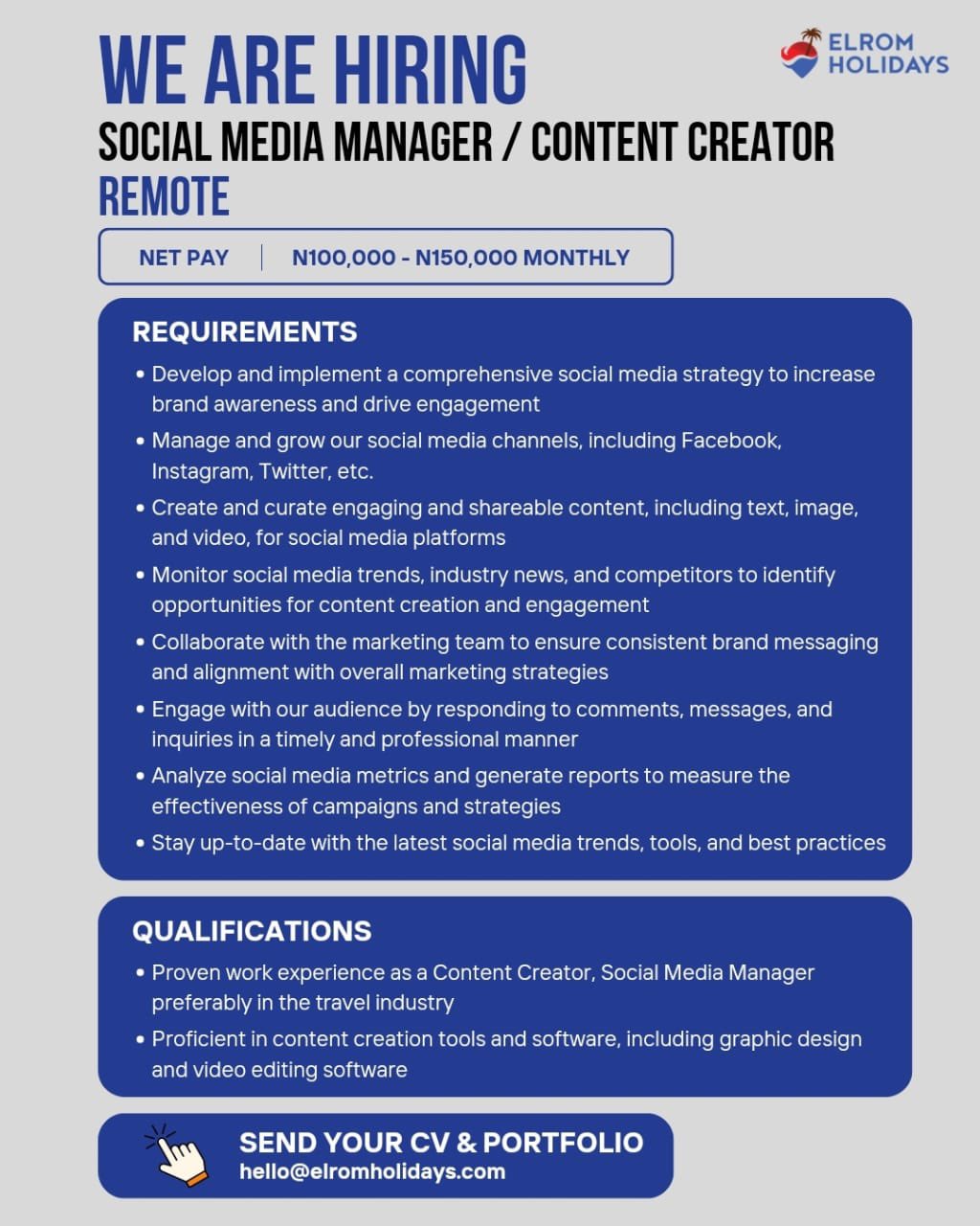 Elrom Holidays: Remote Social Media Manager / Content Creators Needed